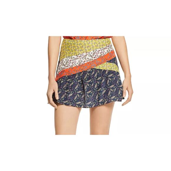 New Ramy Brook Mini Skirt Kaia Printed Color Block Sz S Pull-on Floral Prints - Picture 1 of 6